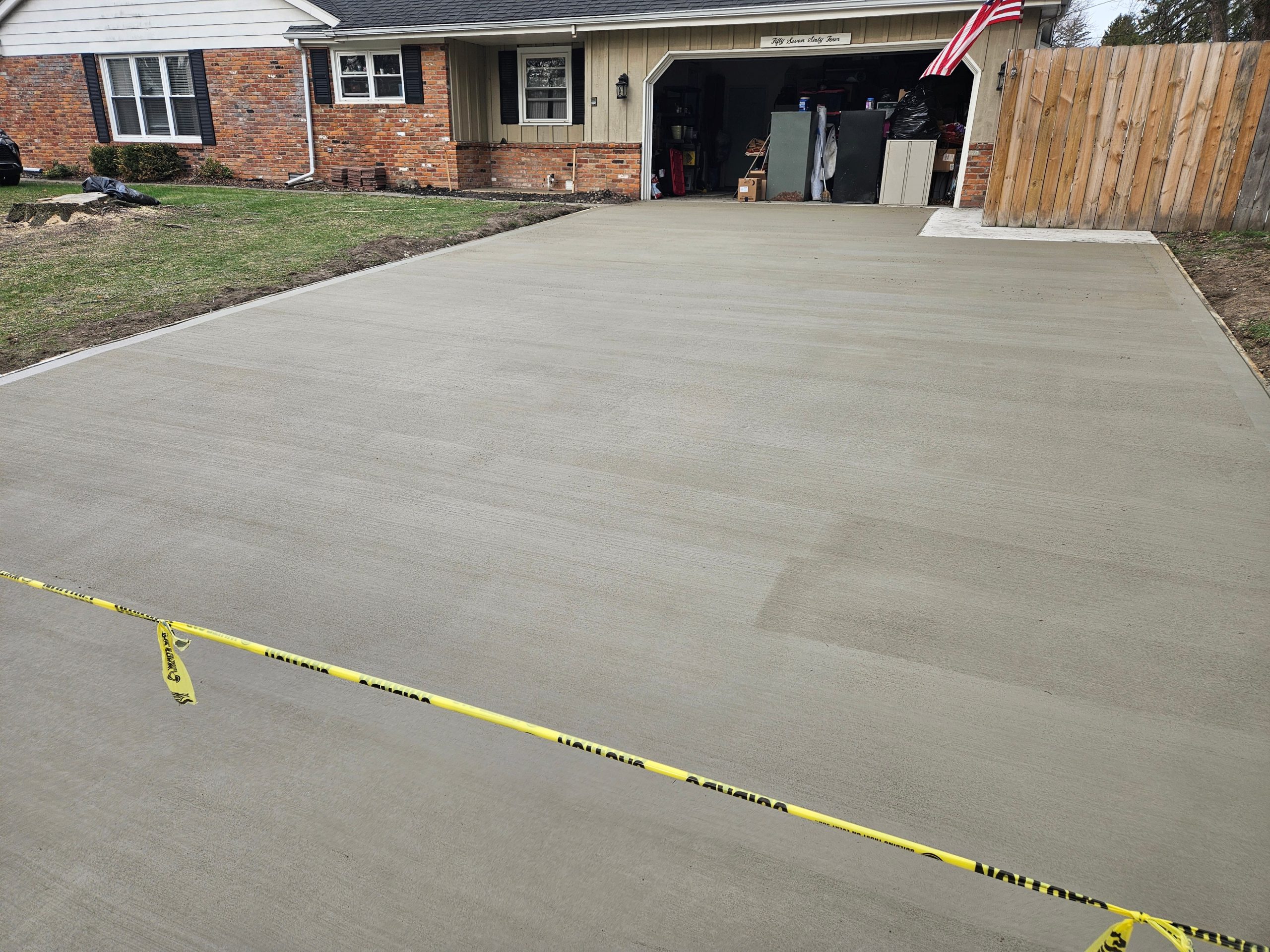 Freshly Poured Concrete Driveway